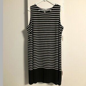 George Women's Black and White Striped Midi Tank Dress Size XL